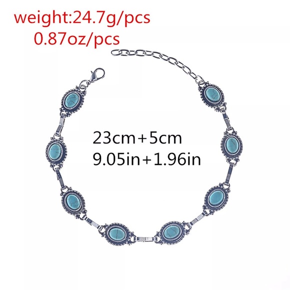 Ethnic Anklet Metal Alloy Turquoise Foot Ornament Women Girls Multilayer Beads - Picture 6 of 7